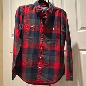 Bonobos Men’s Small, Slim Fit, Red and Navy Plaid Button Down Shirt.